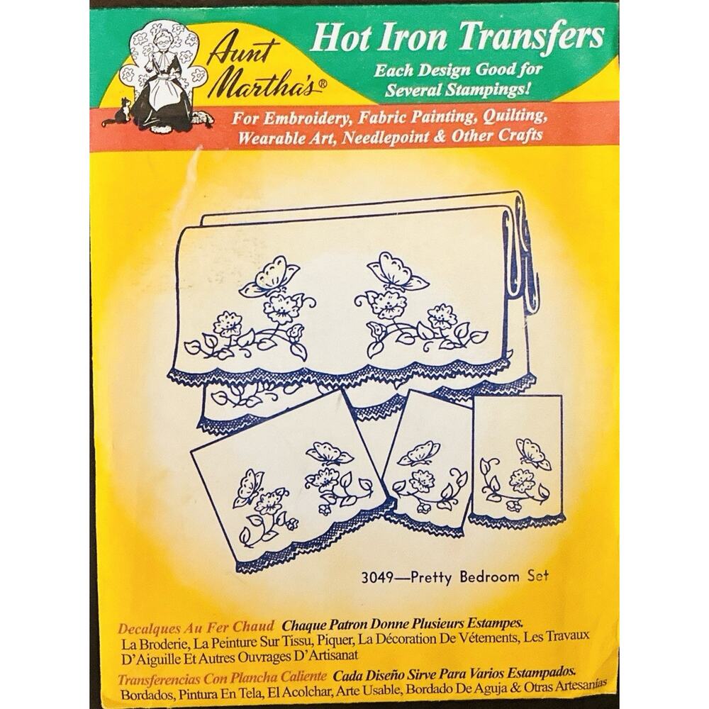 2 Aunt Martha’s Hot Iron Transfers 3111 Floral, 3029 Pillowcase Motifs Crafting - Picture 4 of 5